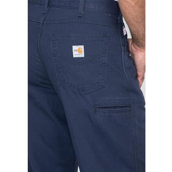 Carhartt Men's Flame-Resistant Midweight Canvas Pant Loose Fit, Navy, 36x32 - Picture 4 of 5